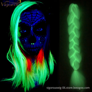 Vigorous Synthetic Jumbo Braids Shining Hair Neon Glowing Hair Florescent Light Braiding Hair in the Darkness 24inch 100g